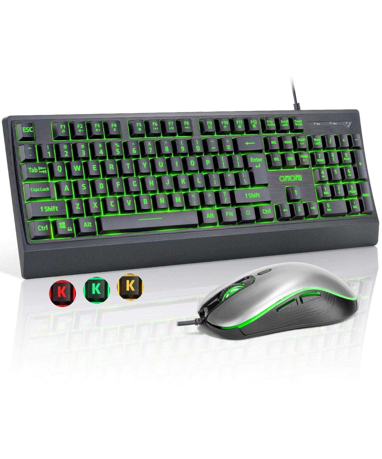USB Wired Keyboard and Mouse Combo with Backlit, Large Print for Computer