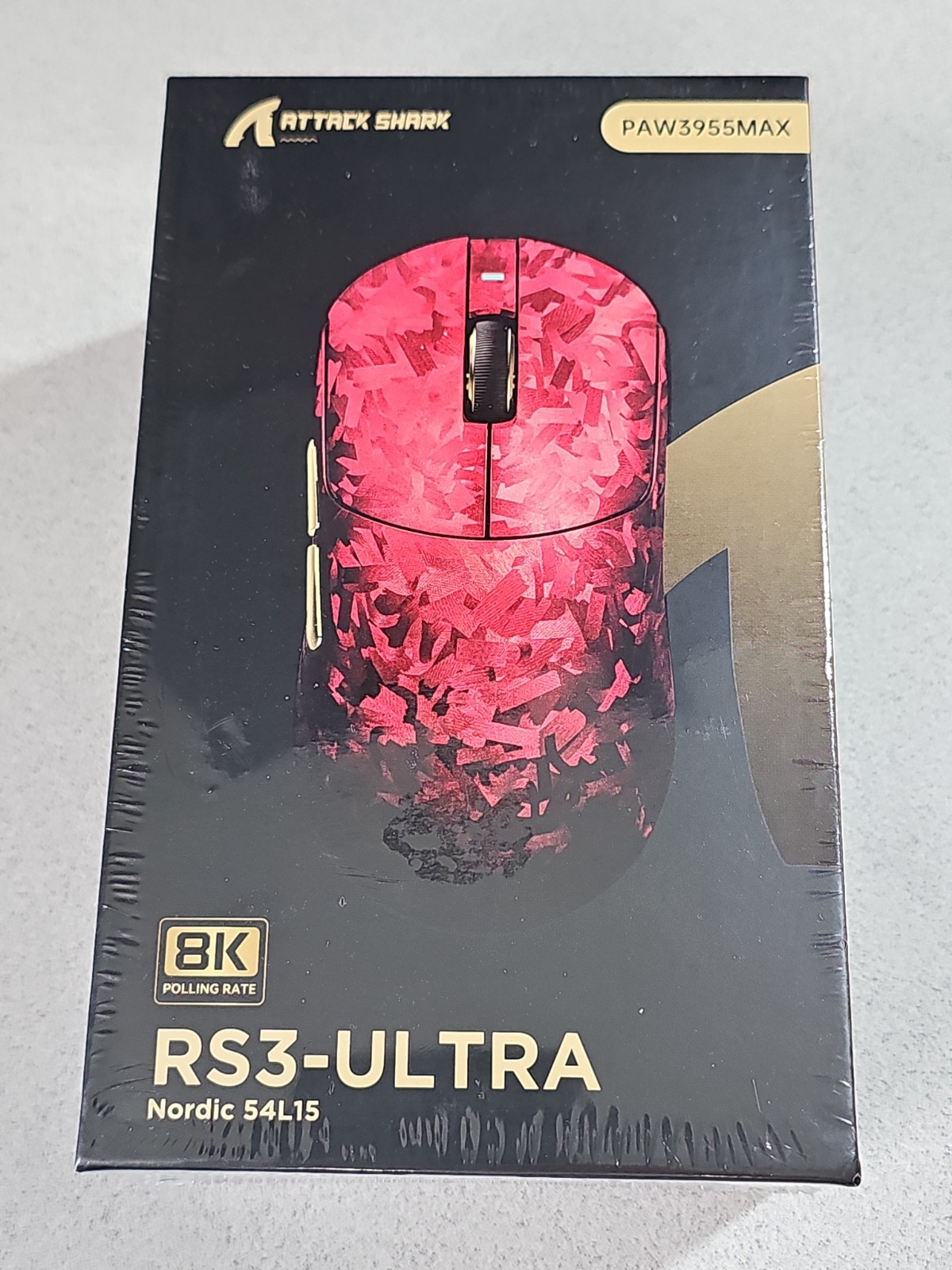 ATTACK SHARK RS3 Ultra 8K Carbon Fiber Wireless Gaming Mouse PAW3955MAX New Red
