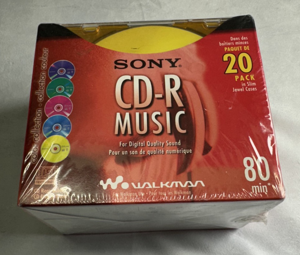 Sony CD-R Music 80 Min 20 Pack in Slim Jewel Cases 20CRM80LX2 | Walkman-NEW