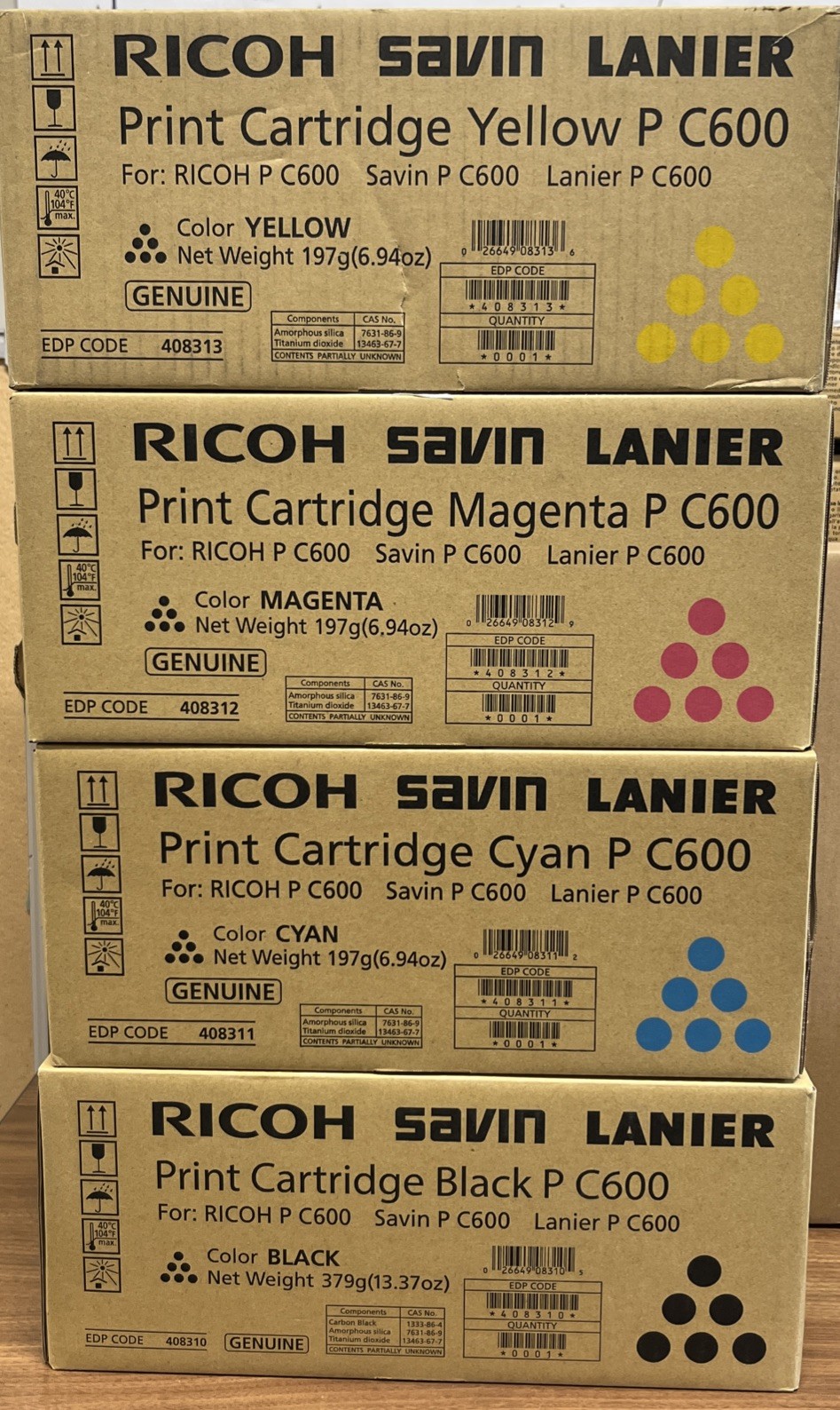 Ricoh Genuine Toner Black /Yellow/Cyan/Magenta For Ricoh P C600 Set 3/4 sealed