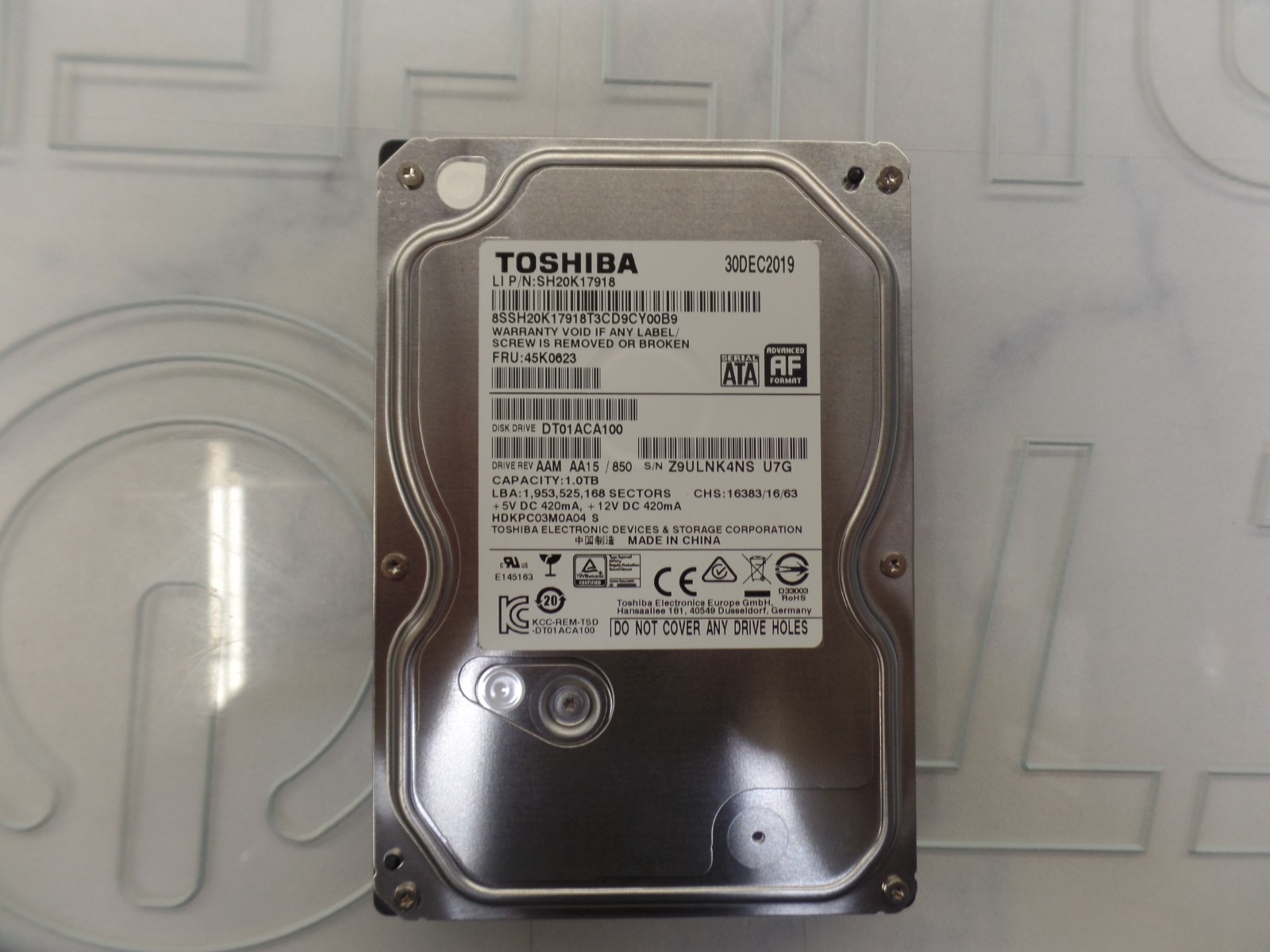 Original TOSHIBA 45K0623 Lenovo HDD 1TB 1000GB 7200 SATA FRU:45K0623
