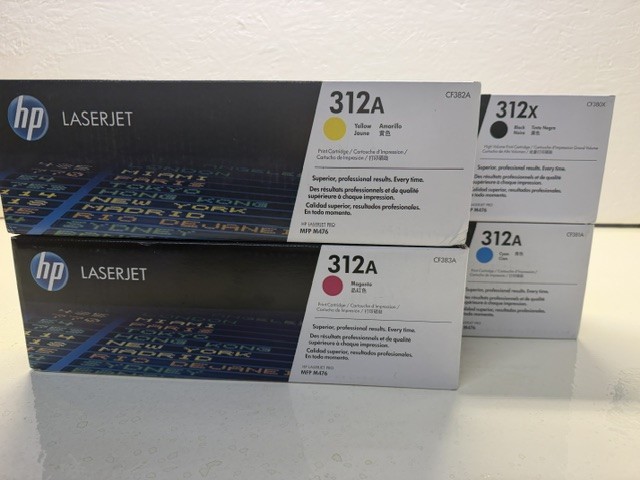 GENUINE HP 312X BLACK 312A YELLOW 312A MAGENTA 312A CYAN LOT OF 4