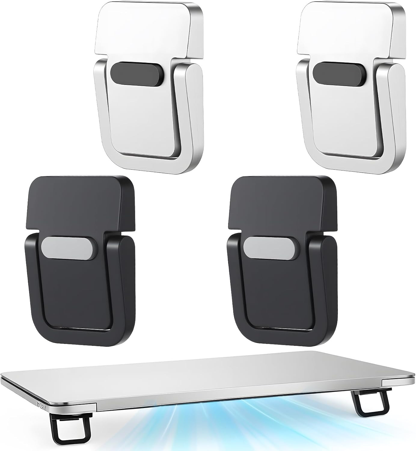 4pcs Portable Keyboard Riser, Mini Foldable Laptop Stand for Desk Self-Adhesive
