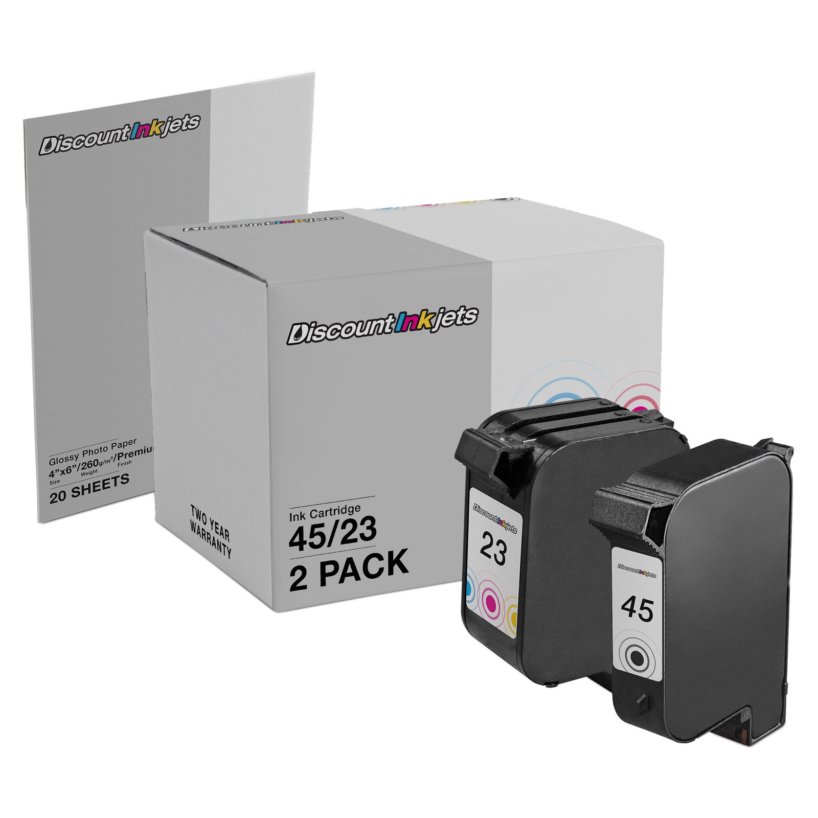 2PK #45 #23 BLACK COLOR for 51645A C1823D Deskjet 710 710C 712C 712 720 720C 722