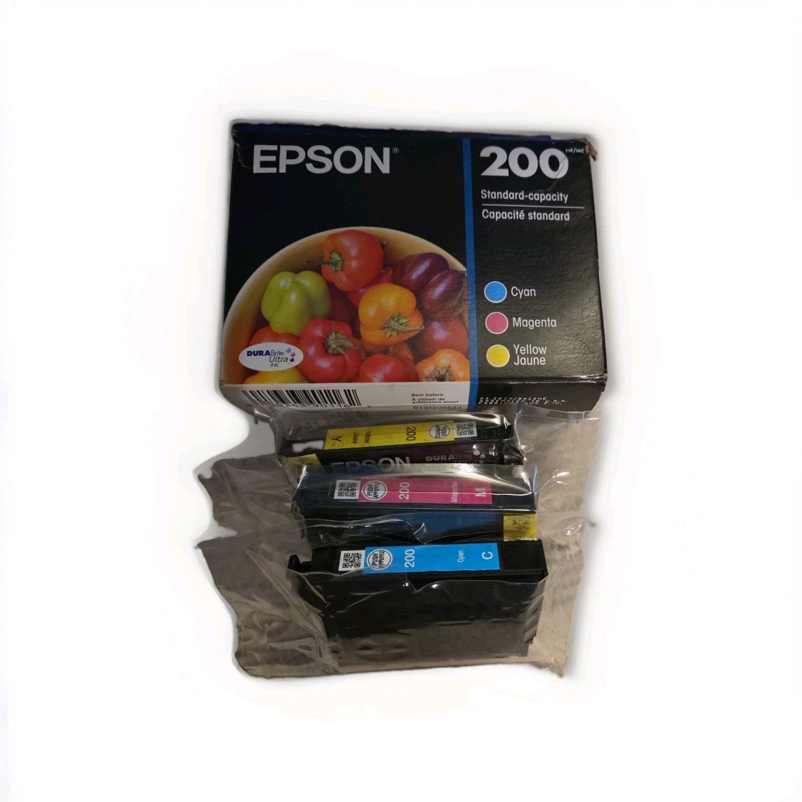 New  3 X Genuine Epson T200 Cyan/Magenta/Yellow Standard Yield Ink Cartridge