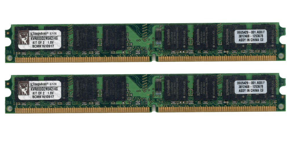 KINGSTON 4GB 2x2GB DDR2 PC2-6400 800MHz KVR800D2N5K2/4G 99U5429-001.A00LF