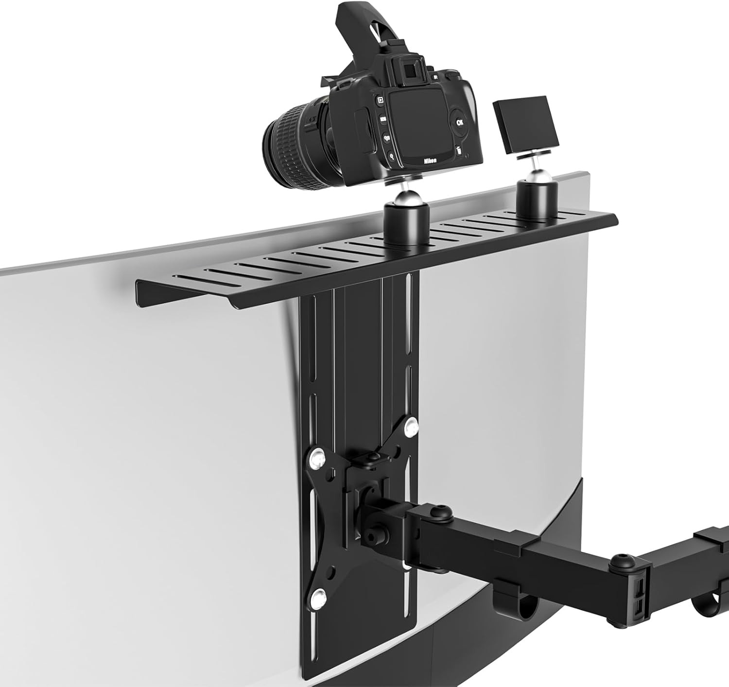 16 inch VESA Monitor Mount Shelf for Streaming - Holds Cameras, Webcams,... 