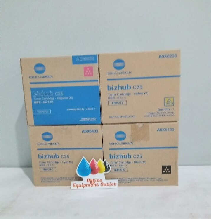 Konica Minolta TNP27 Toner Cartridge Set Yellow Magenta Cyan Black