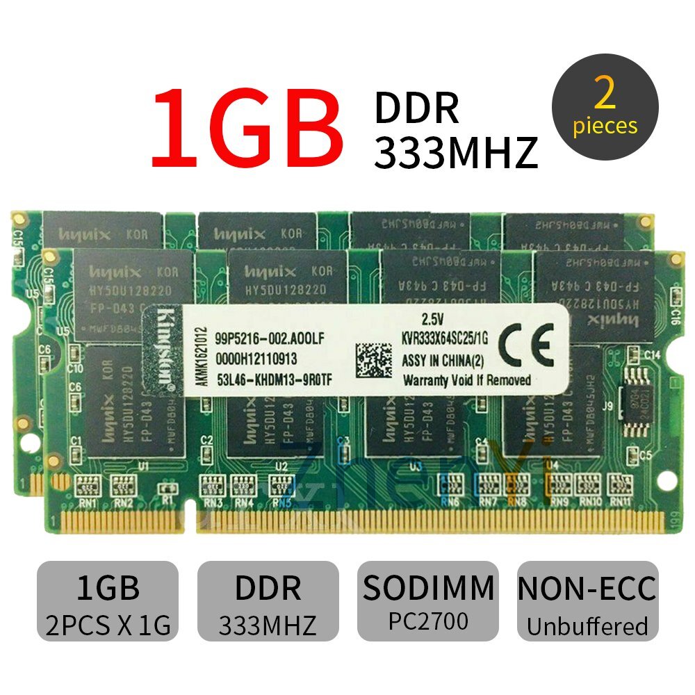 Kingston 1-10PCS 1GB DDR 333Mhz PC2700 200Pin SODIMM Laptop Memory SDRAM LOT AB