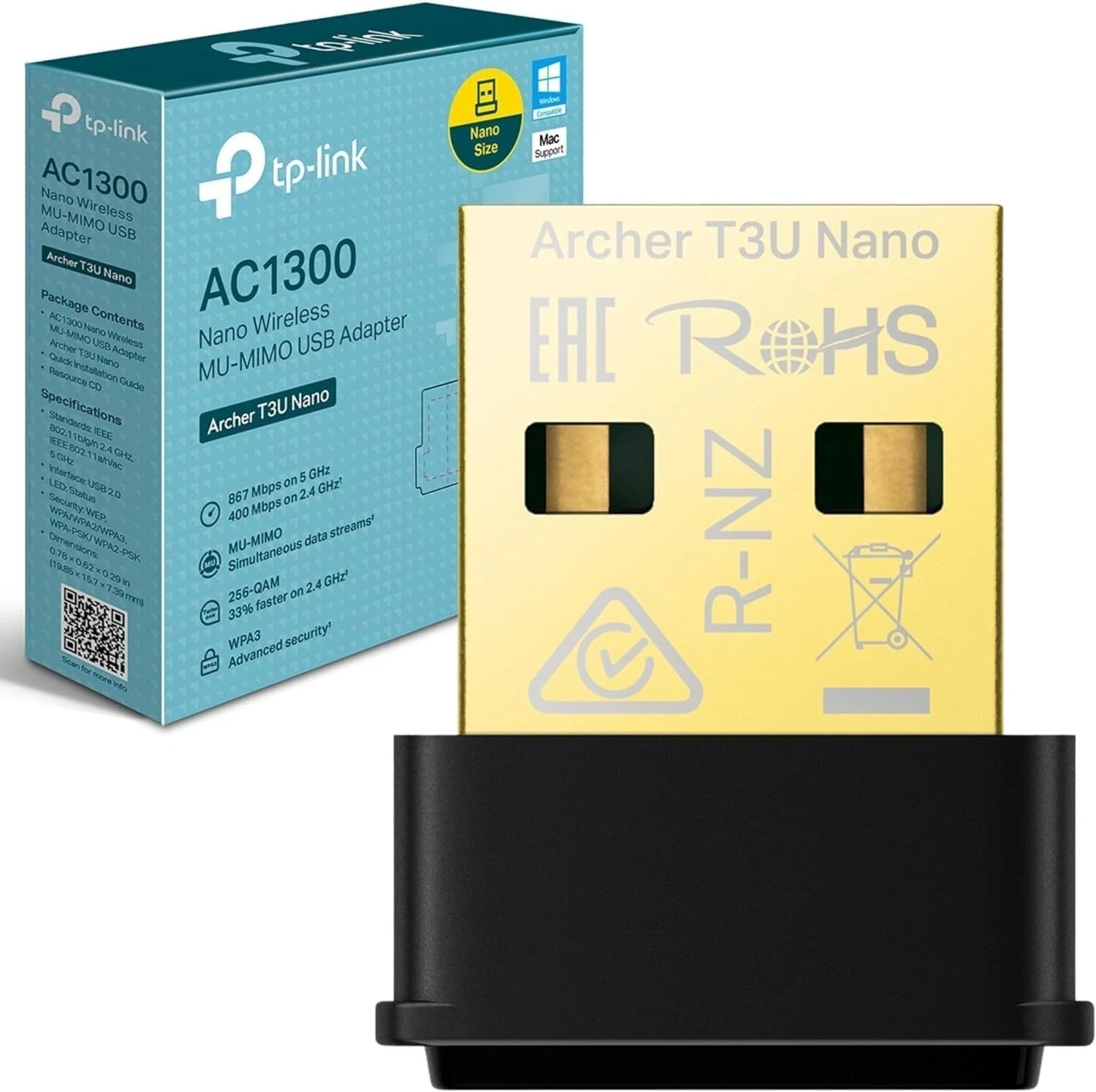 TP-Link Nano USB WiFi Adapter for PC (Archer T3U Nano) AC1300