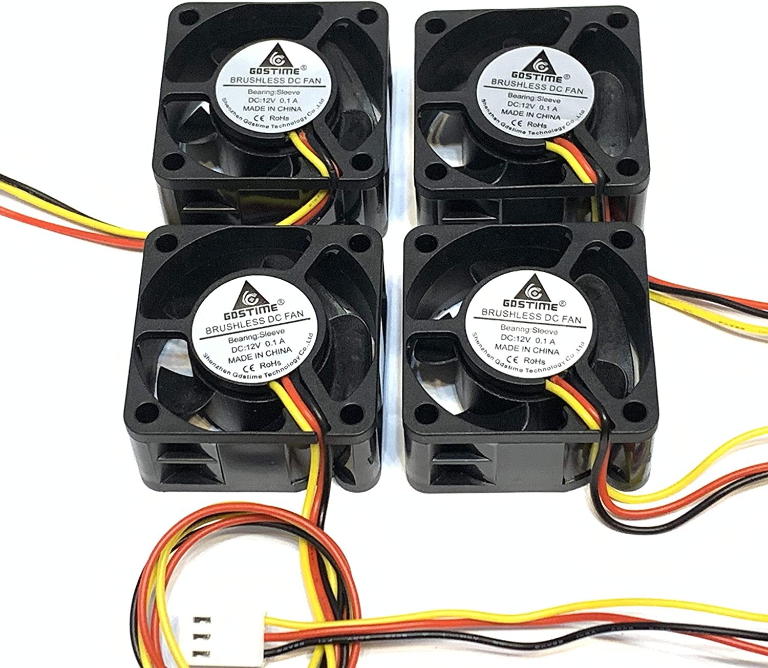 4 pcs Fan 12v GDStime 40mm x 20mm 3pin 4020 dc mini computer cooling A42