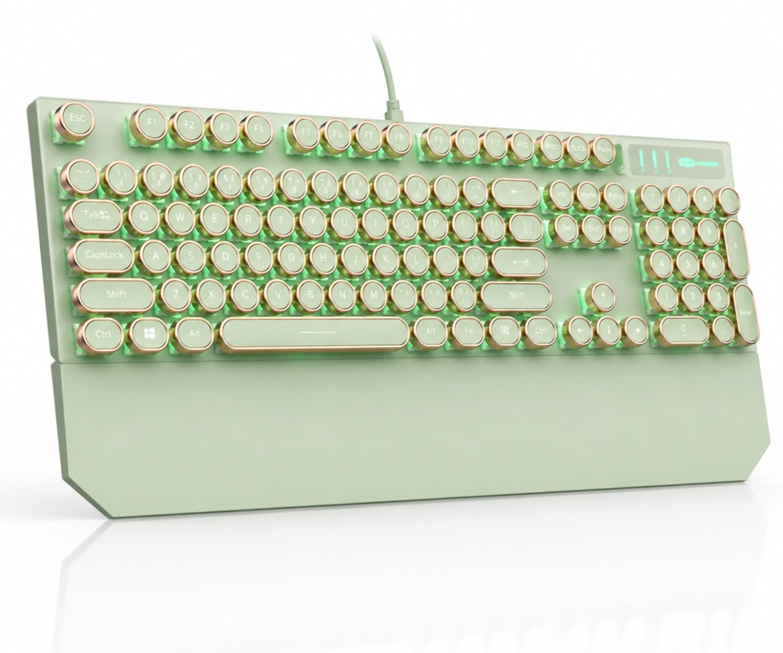 MageGee MK-Storm Vintage-Style Mechanical Gaming Keyboard 104-Key Green  New