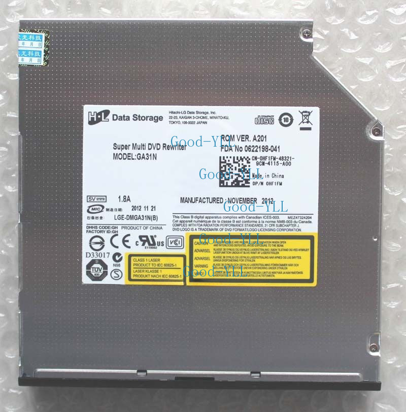 HL GA31N GA50N Slot-in SATA DVD RW Drive for Dell Alienwa M17x M18x R1 R2 R3 R4