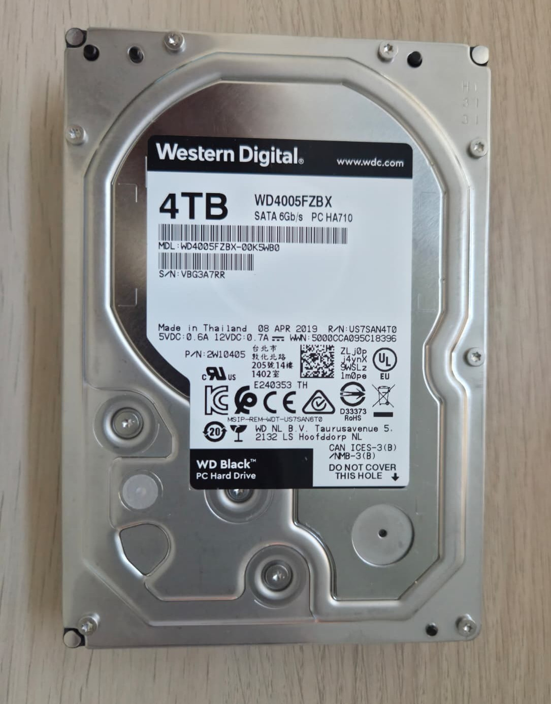 NEW Western Digital WD Black 4TB, SATA III, 3.5" Internal Hard Drive WD4005FZBX