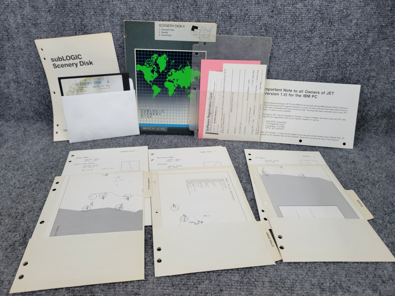 Sublogic Scenery Flight Simulator Disc 4 Northwest U.S. For Apple 2 Complete 
