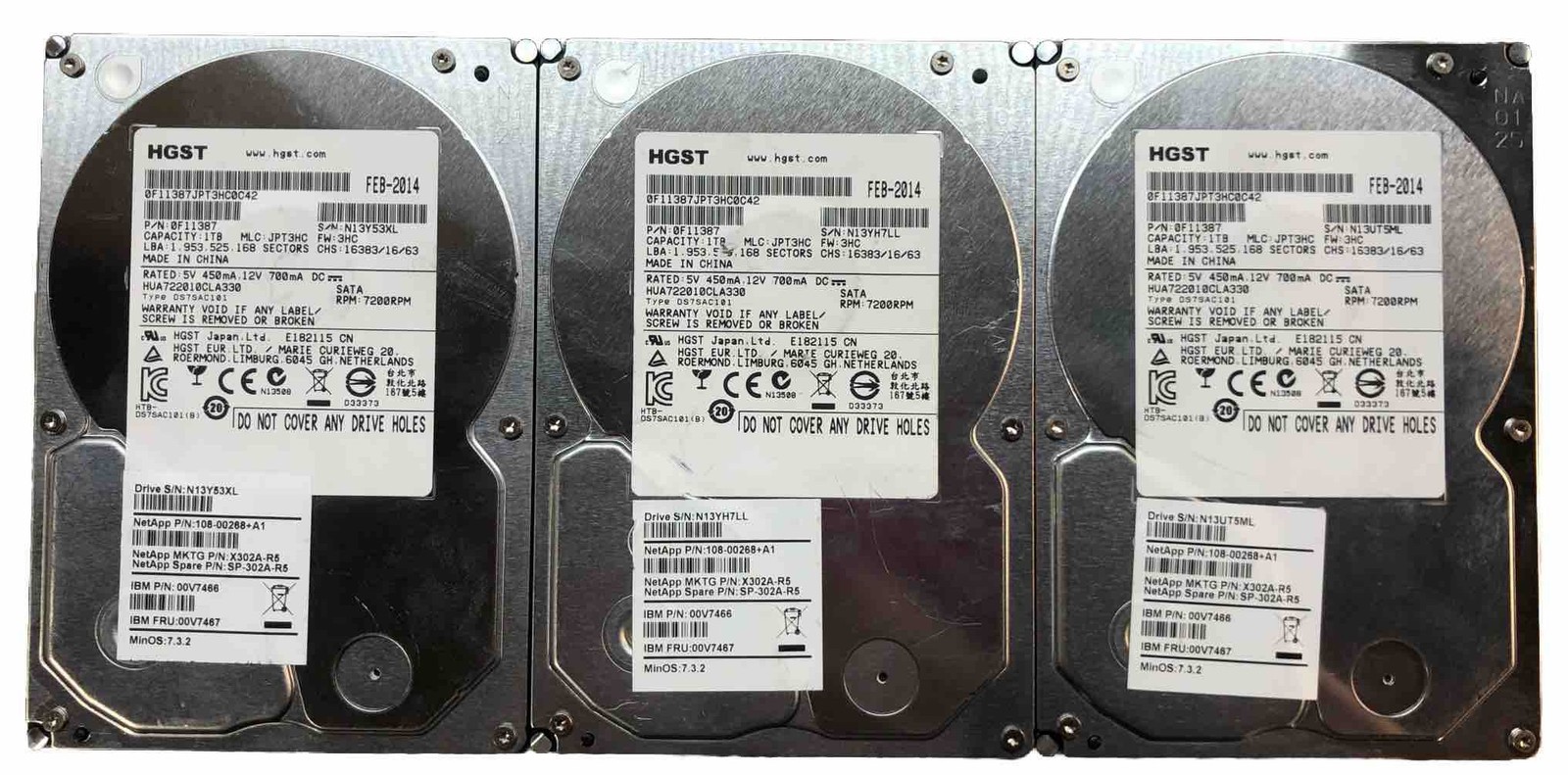 HGST Ultrastar A7K2000 | 3x 1TB @ 7.2K | 3.5" SATA 3Gb/s HDD | HUA722010CLA330