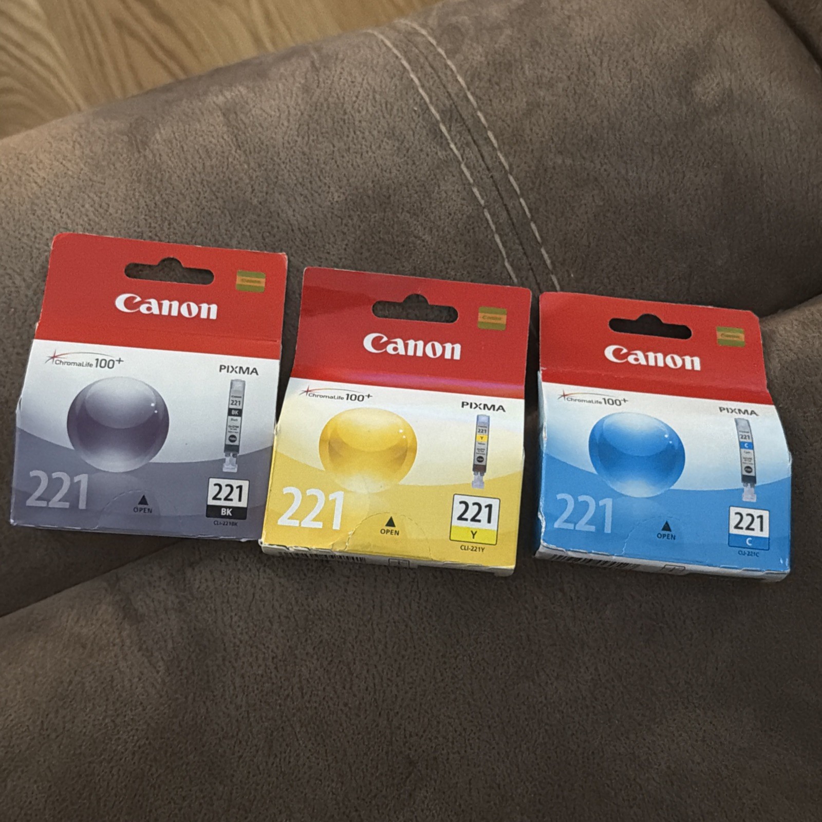 LOT OF 3 Canon Ink Cartages: PIXMA- BLACK, YELLOW, & CYAN