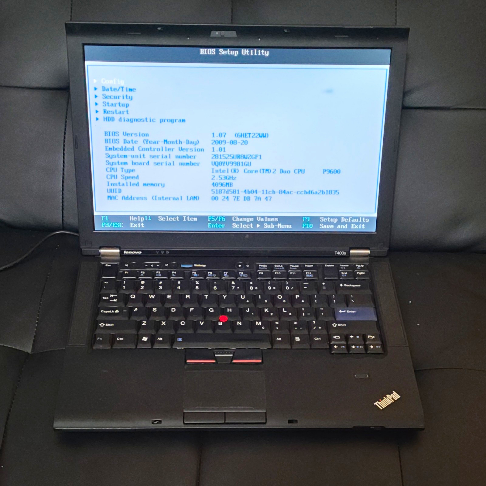 Lenovo ThinkPad T400s 4GB RAM 128GB SSD (LOCKED BIOS, No Battery or Charger)