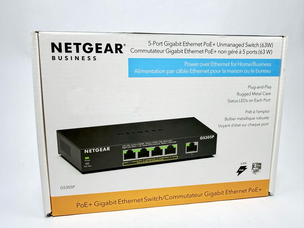 NETGEAR GS305P 5-Port PoE+ Gigabit Ethernet Unmanaged Switch 63W Desktop Wall