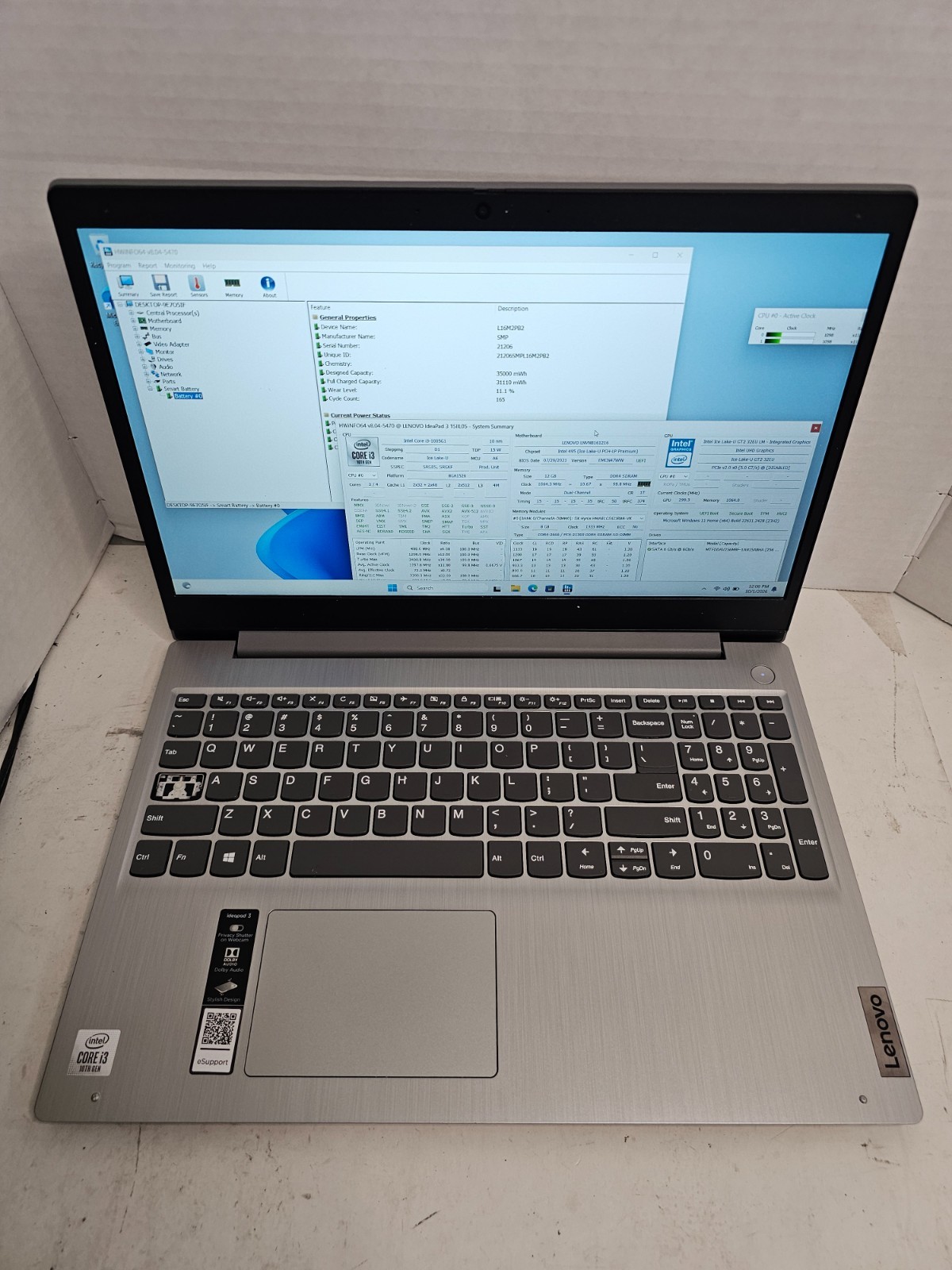 Lenovo Ideapad 3 15IIL05 i3-10051G1 12GB RAM 256GB SSD Win 11 #04