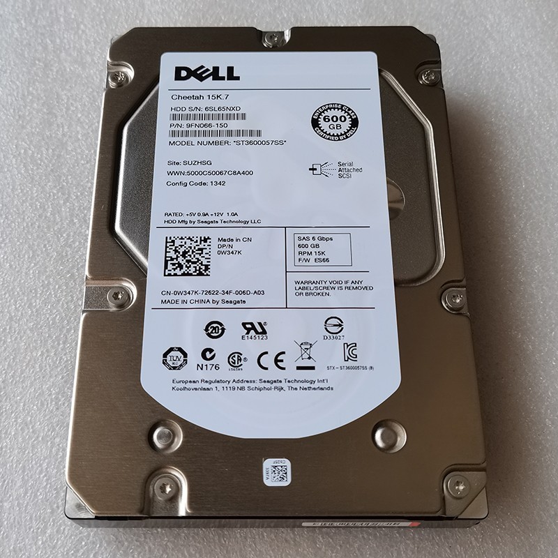 Original Dell 0W347K ST3600057SS 3.5" 600GB 15K SAS Server Hard Drive.