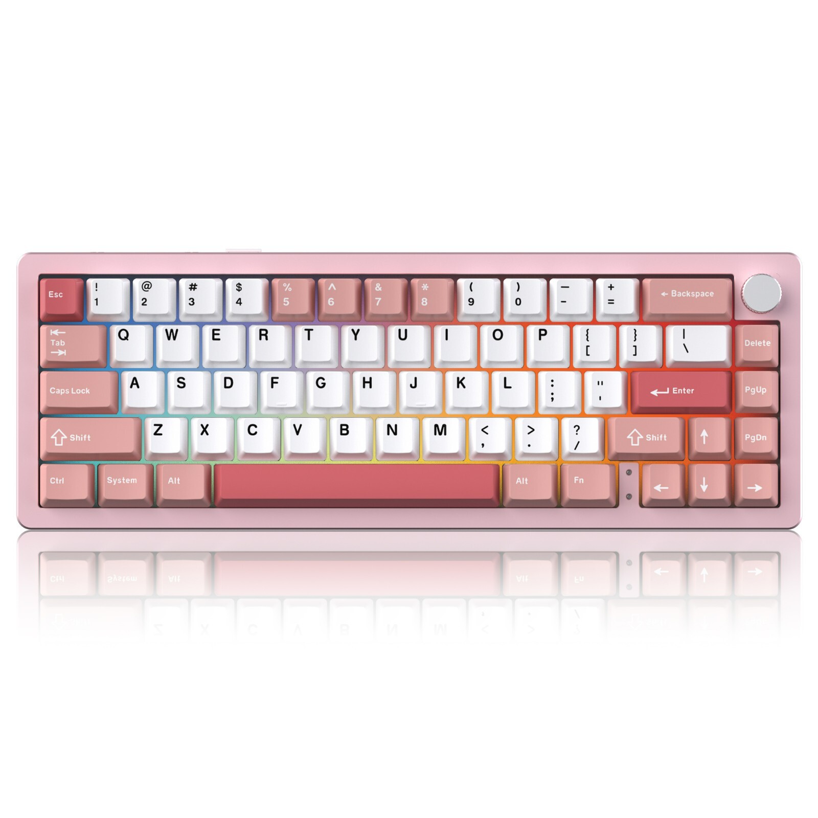 NABI NB1 65% Wireless Mechanical Gaming Keyboard, RGB, Aluminum, 66 Keys PNK/PNK