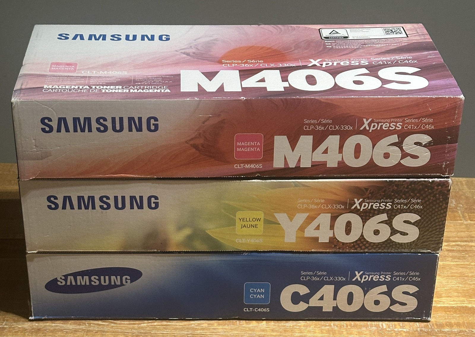 New OEM Genuine Samsung M406S, Y406S, C406S Toners - Set of 3 Colors (C,M,Y)
