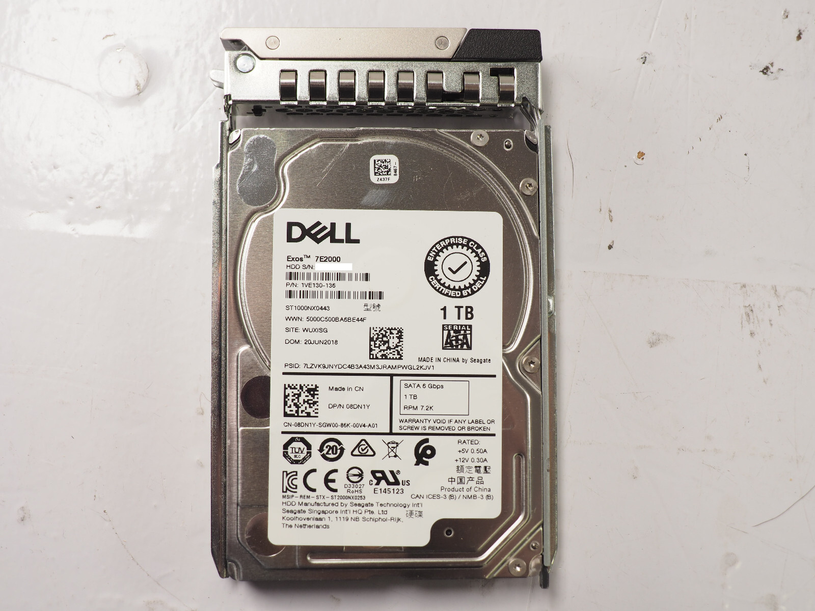 Lot of 2 DELL EXOS 7E2000 1TB 1VE130-136 8DN1Y SATA 6Gbps RPM 7.2K HDD