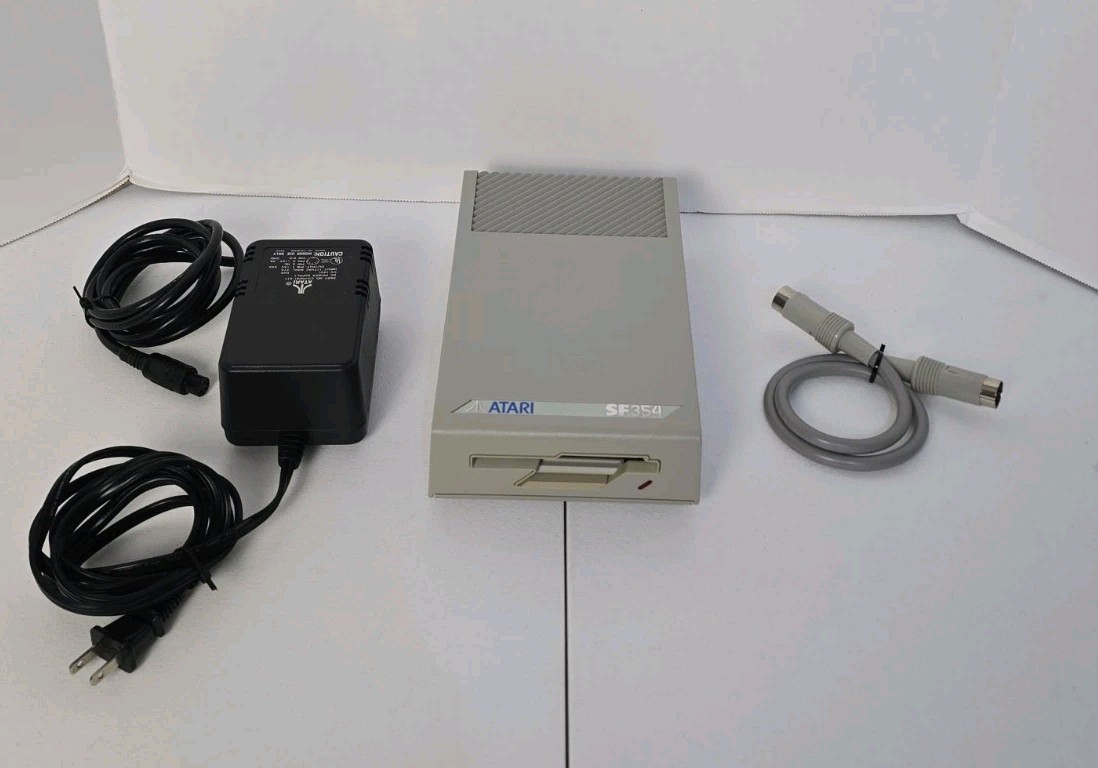 Atari SF354 External 3.5" Floppy Drive w/ Power Supply & Cable TESTED WORKS VGC