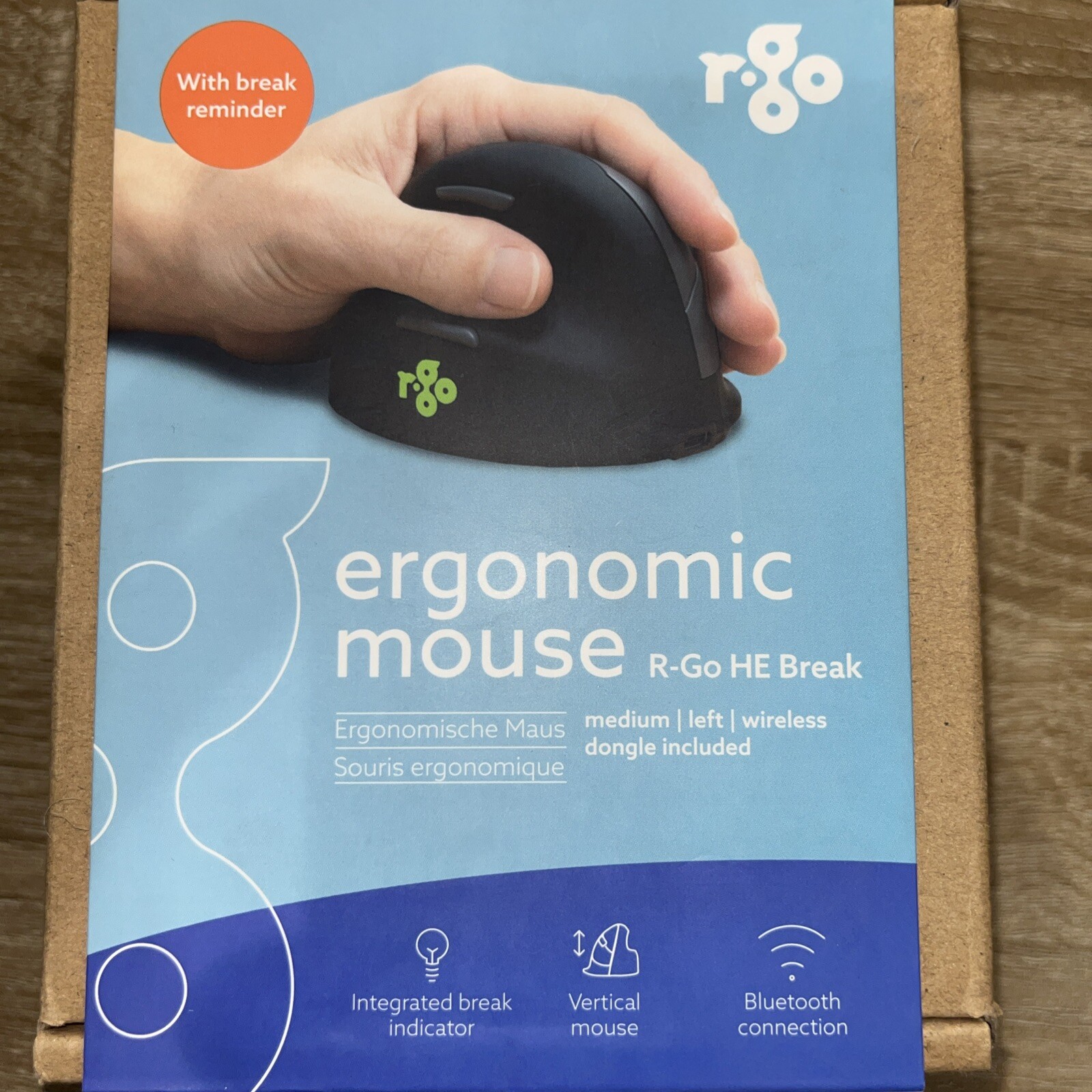 R-Go HE Ergonomic mouse, Medium (165-193mm), Left Handed, wireless, 500-1750dpi,
