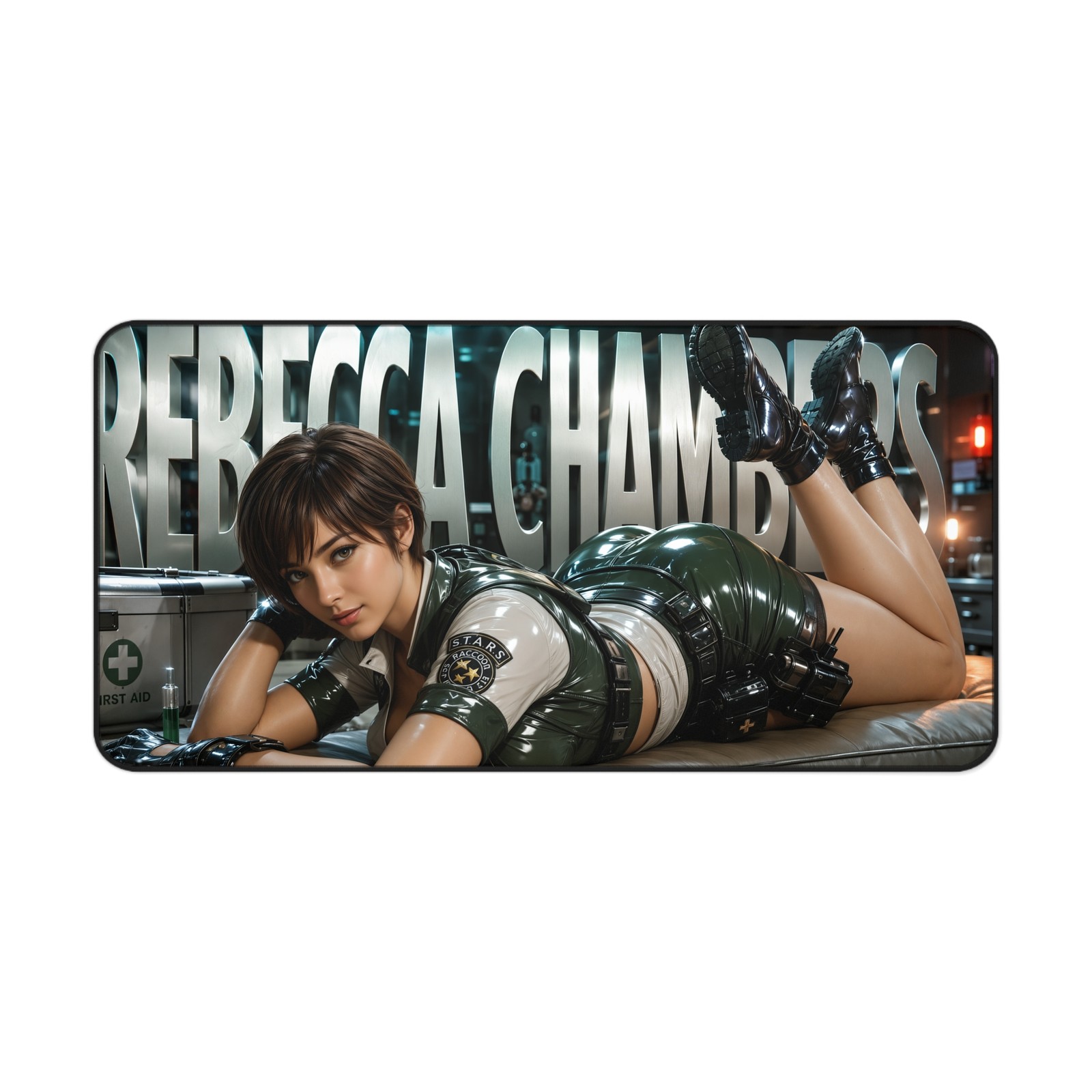 Horror Gaming Desk Mat Featuring Rebecca Chambers, Mouse Pad and Desk Accessory