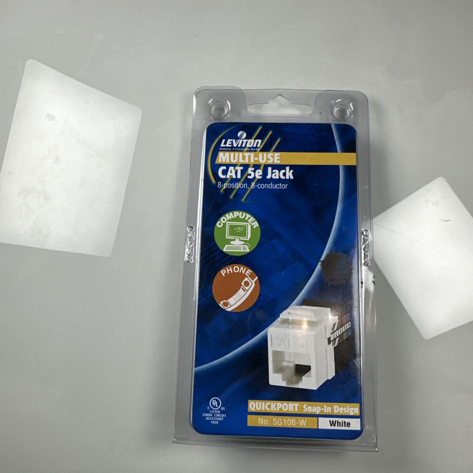 NEW LEVITON MULTI-USE  CAT 5e  QUICKPORT SNAP-IN DESIGN No. 5G108 W -WHITE