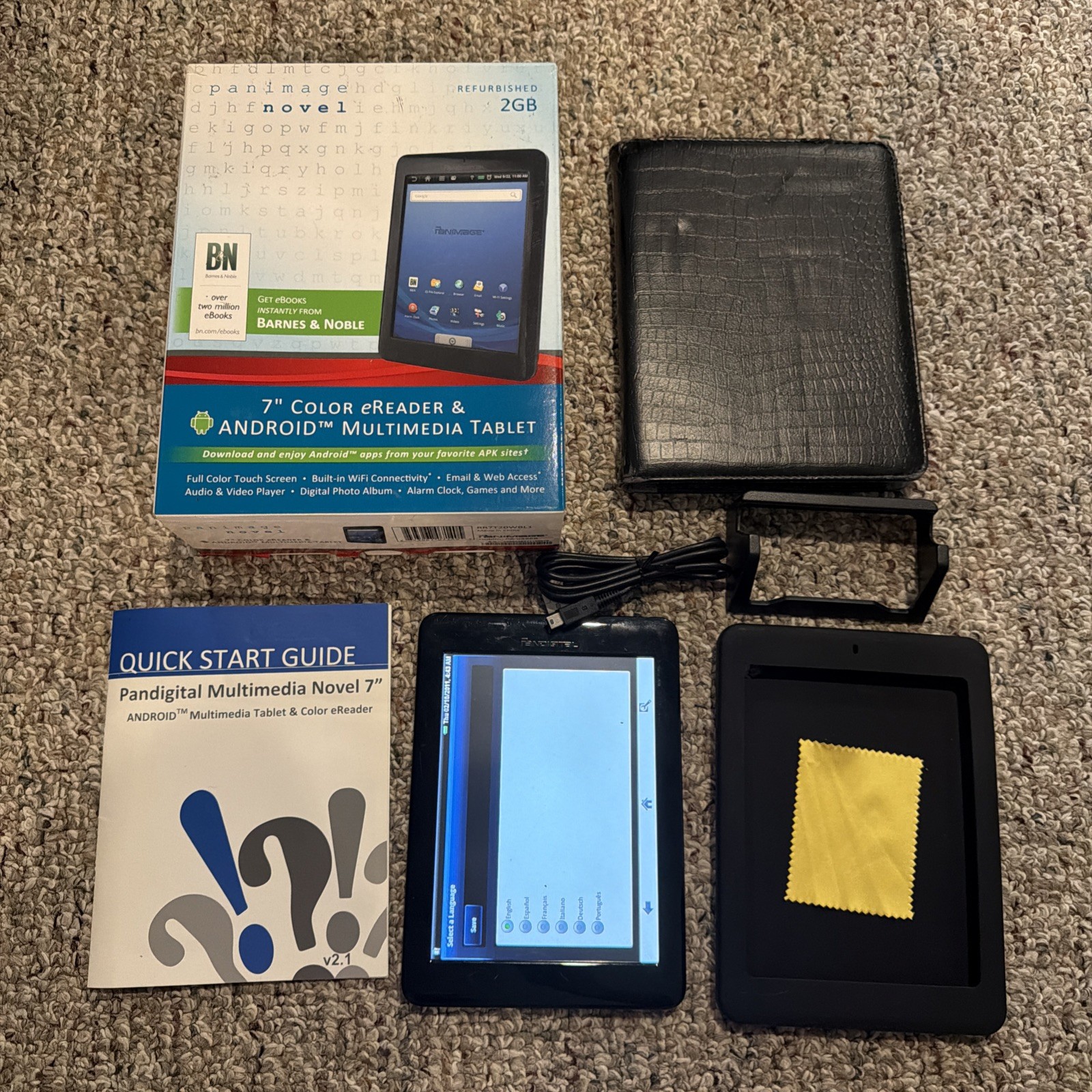 Pandigital Novel 7” Android Color eReader Tablet w Box Case 4GB SD Bundle Tested