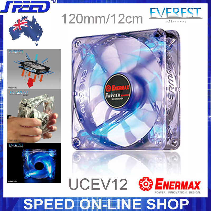 ENERMAX Everest Silence UCEV12 120mm Twister Bearing Blue LEDs Cooling Case Fan