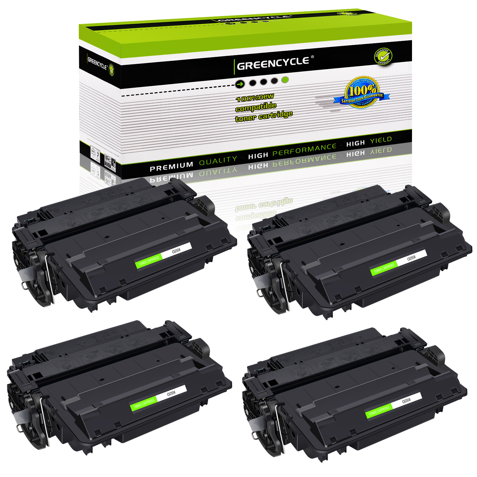 4 PK CE255X 55X High Yield Toner Cartridge For HP LaserJet P3010 P3015 P3015d
