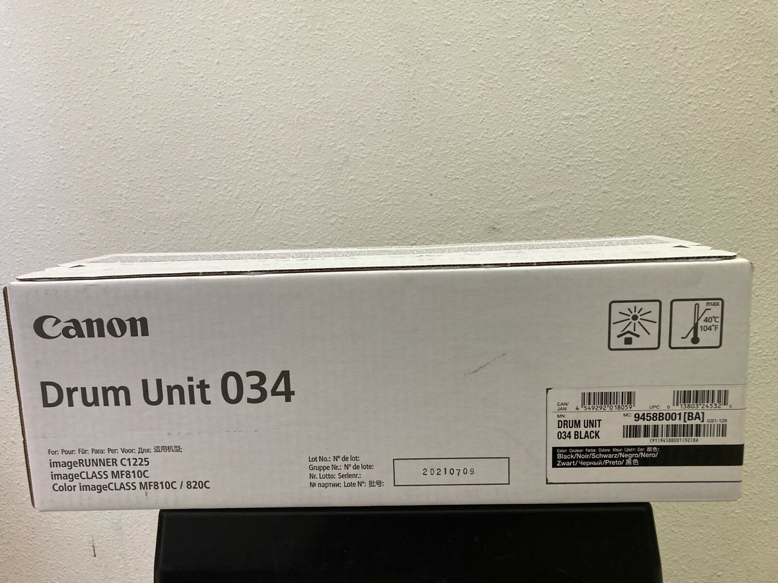 OEM RETAIL Sealed Canon 034 Drum Cartridge Black 9458B001
