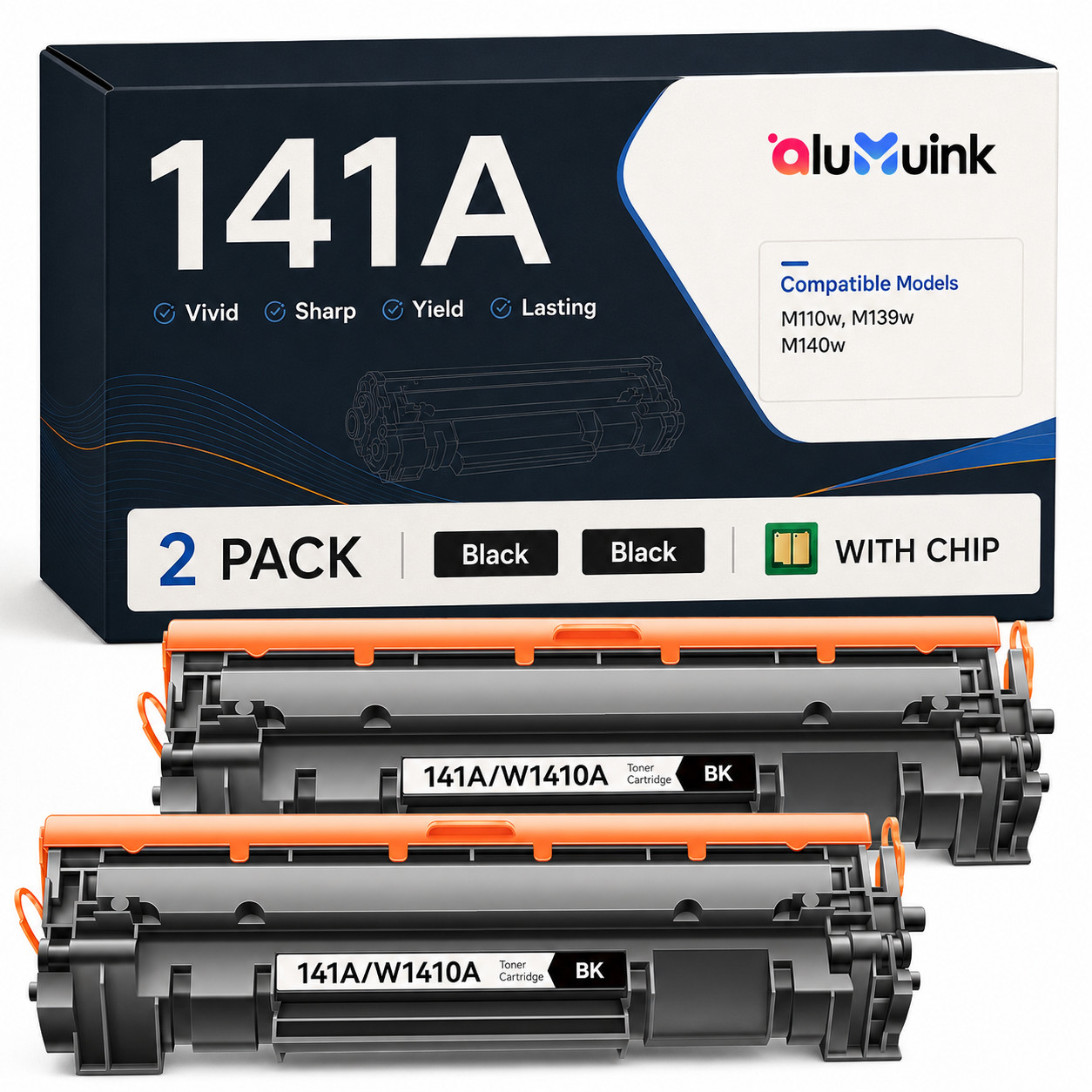 141A Toner Cartridge Black 2-Pack with Chip High Yield for M139 M139we M140we