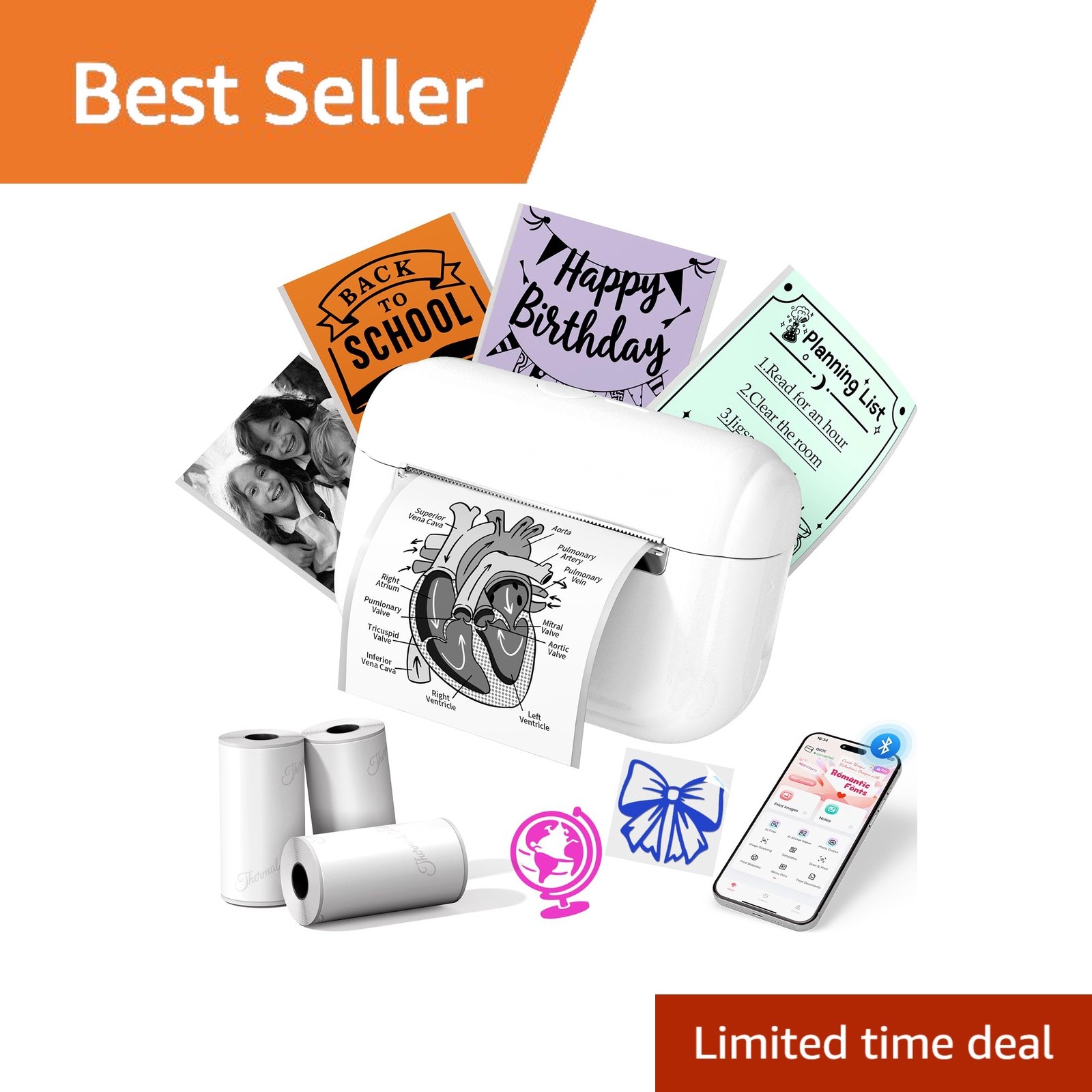 Memoking Mini Sticker Printer White