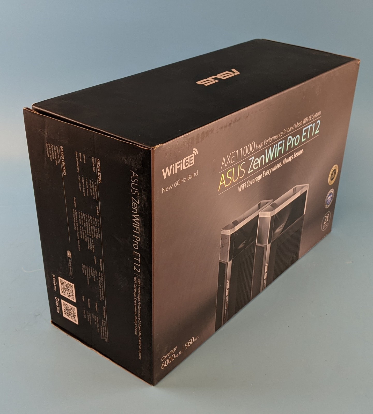 ASUS ZenWiFi Pro ET12 AXE11000 WiFi 6E 2-pack Tri-Band Gaming Mesh Router w/PAs