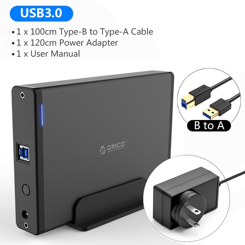 ORICO 3.5\" SATA USB 3.0 Hard Drive Disk External Enclosure Aluminum Case SSD H