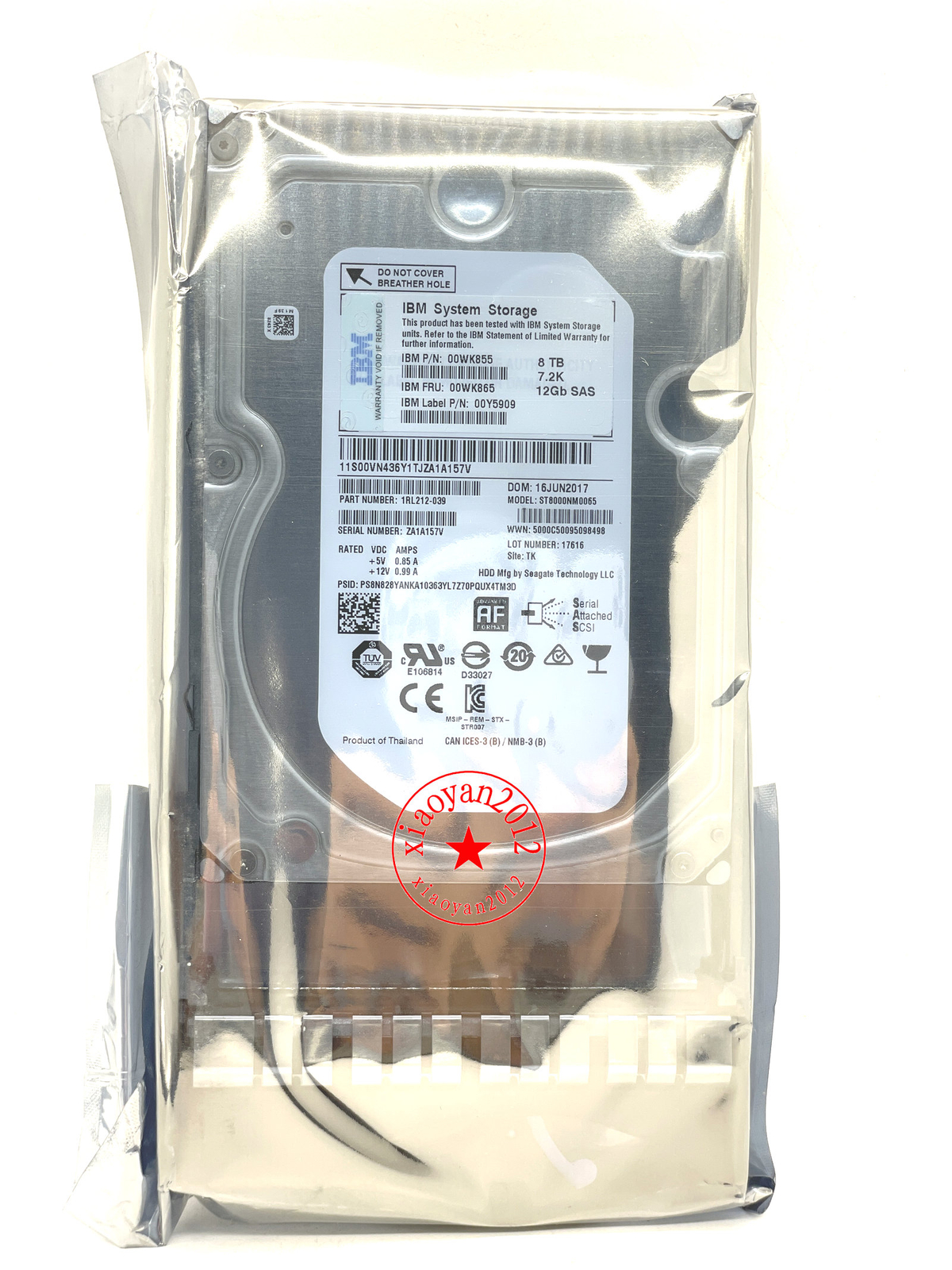IBM 8TB 00WK865 00WK855 00Y5909 SAS 3.5" 12Gb/s 7.2K V3700 NL LFF Hard Drive