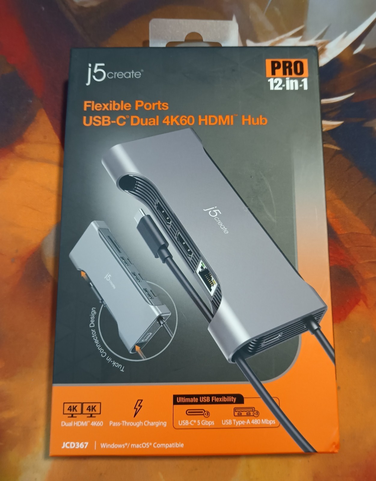 j5create Flexible Ports USB-C® Dual 4K60 HDMI™ Hub Pro (12-in-1) Brand New