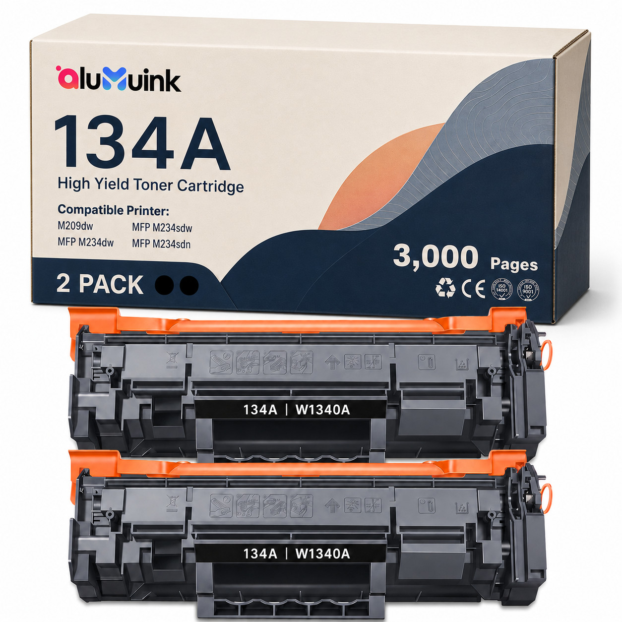2PK Toner for  134A  with Chip - Works with M209dw, MFP M234dw, M234sdw, M234sdn