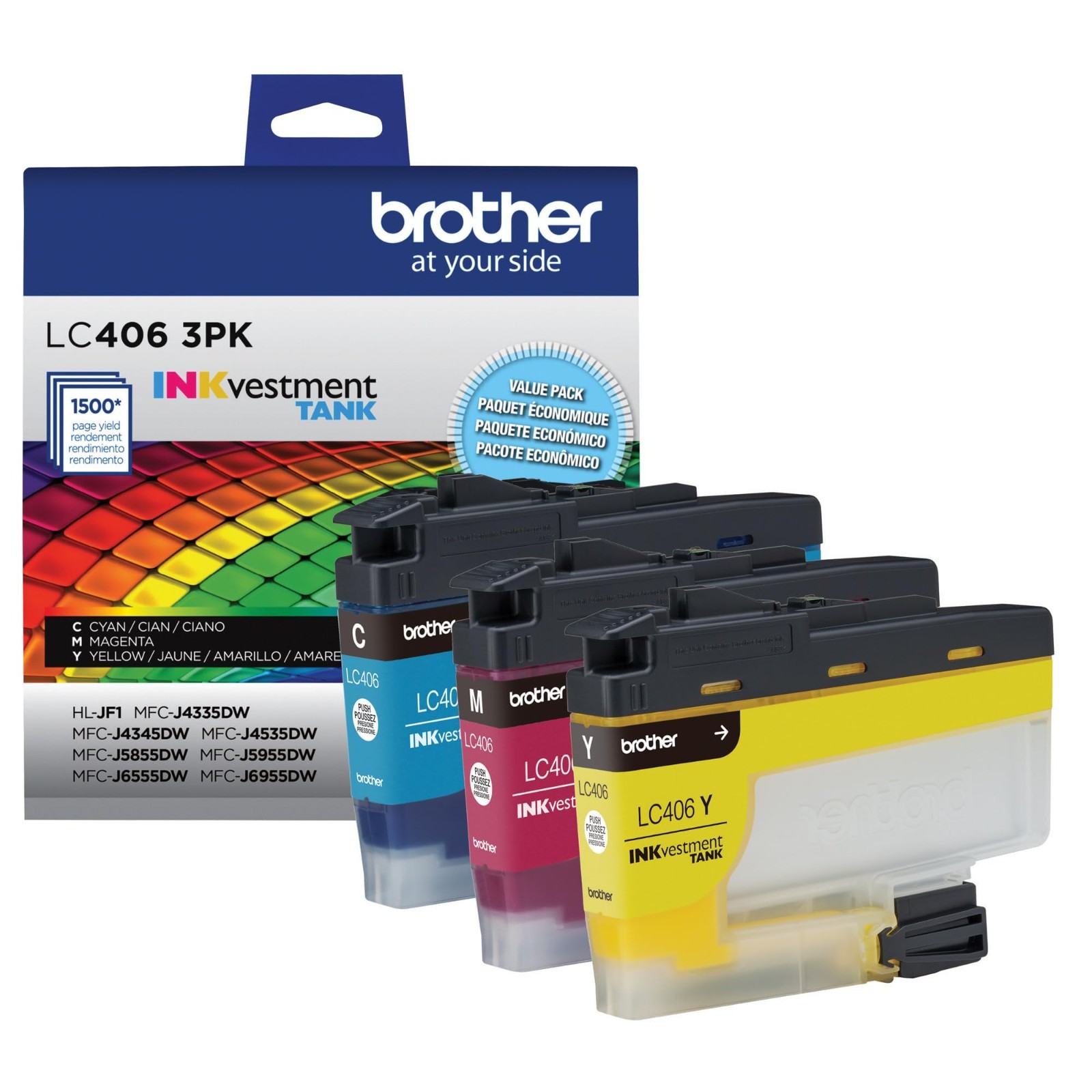 Brother LC406 3PK Genuine Ink Cartridges Cyan Magenta Yellow INKvestment