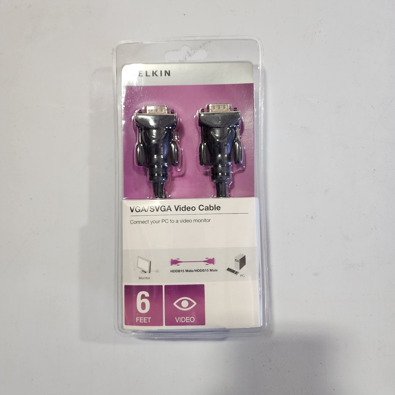 Belkin VGA/SVGA Video Cable F3H982-06-OM 6ft for PC Monitor Connection