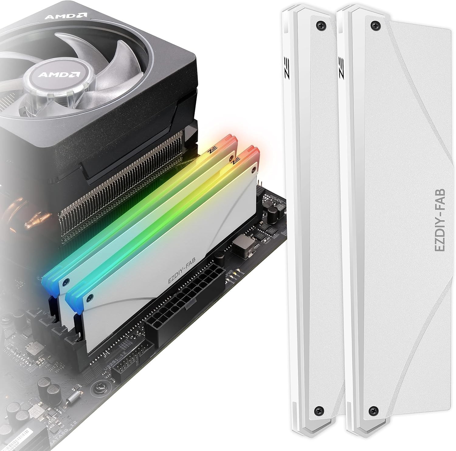 Stylish White ARGB Memory RAM Cooler Heatsink for DDR3/DD4 - Ideal for Gamers