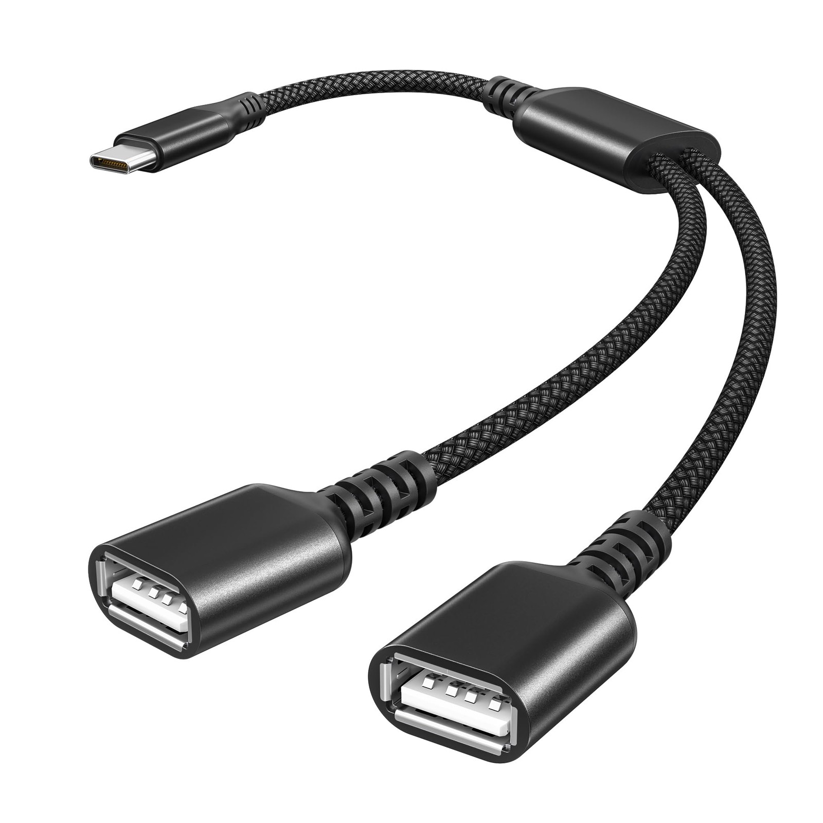 Basesailor USB C Male to Dual Female Cable 3.3FT(1M), 1 in 2 out（Black） 