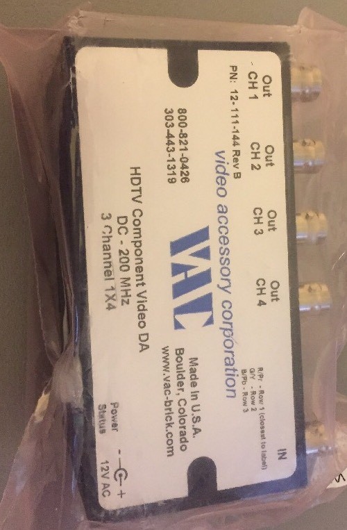 VAC 12-111-114 Rev B 3 Channel 1x4 HDTV Component Video DA DC-200 MHz T11