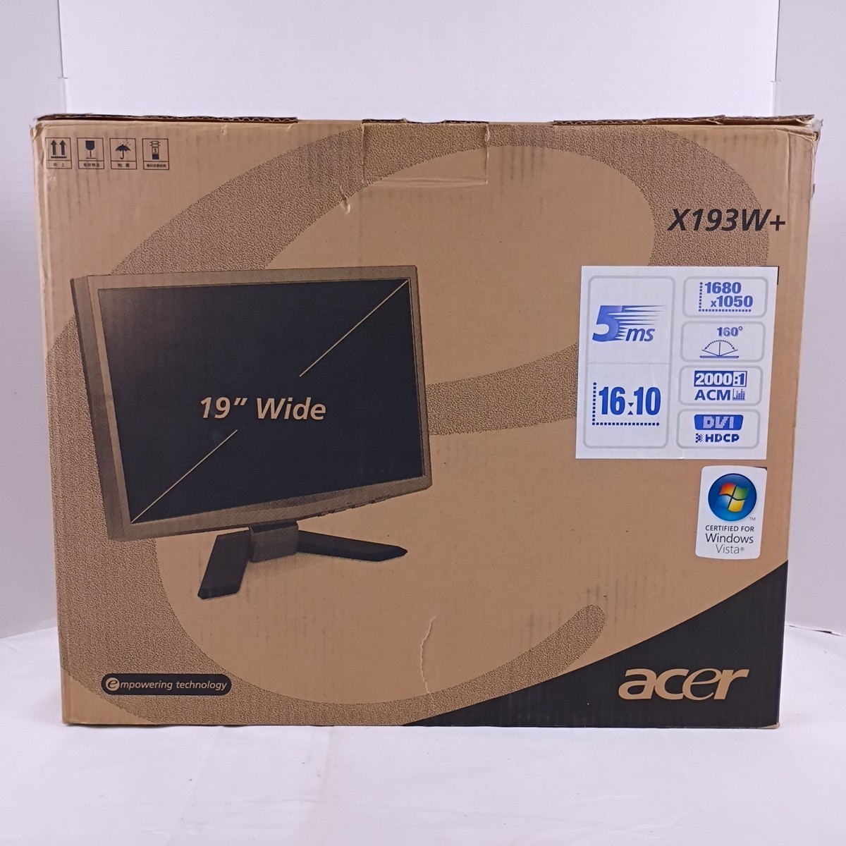 Acer X193W+ 19" LCD Monitor 5ms 16:10 1680x1050 DVI HDCP New in Box