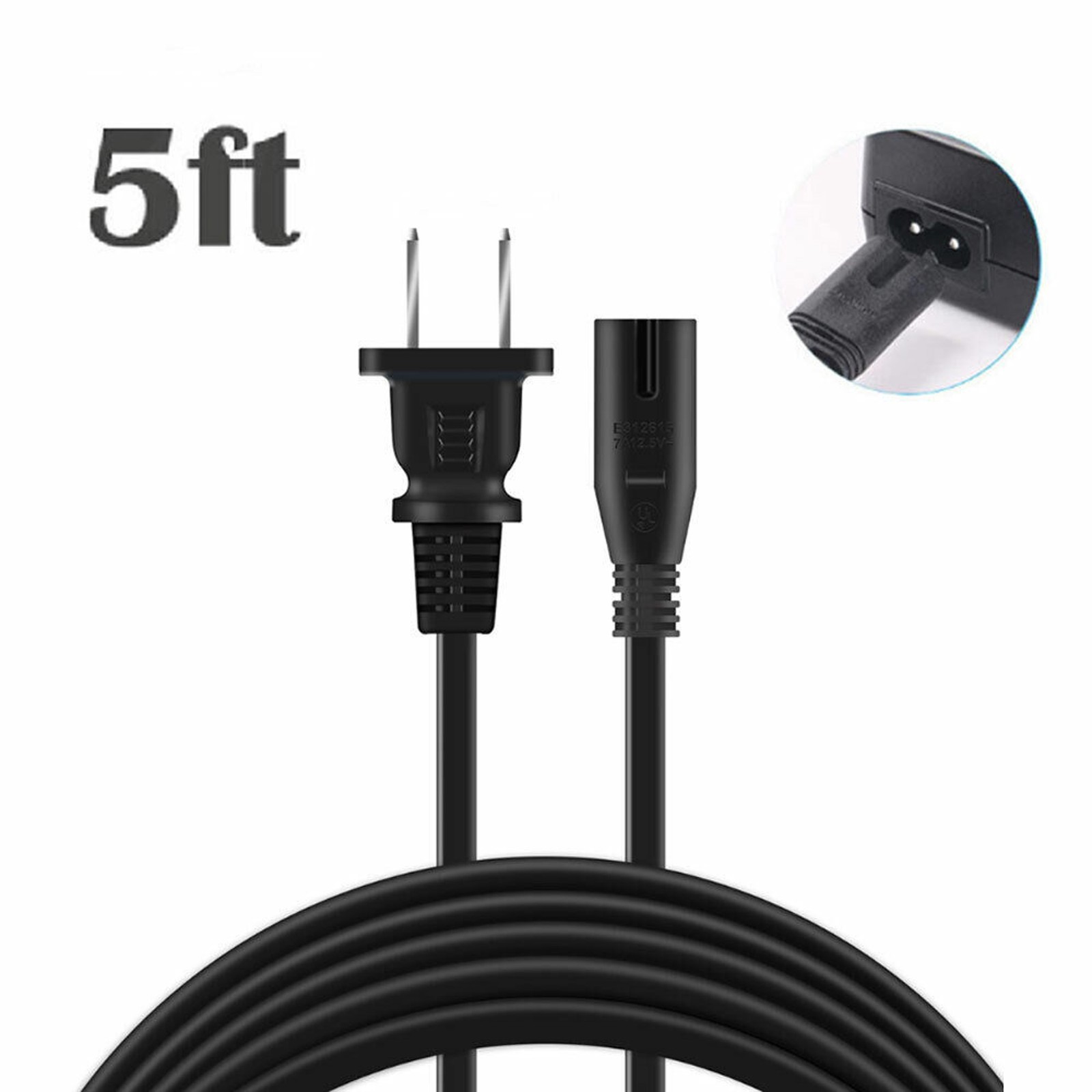2-Prong AC IN Power Cord For JBL JBLPARTYBOXGOBAM PartyBox OTG On-The-Go Speaker